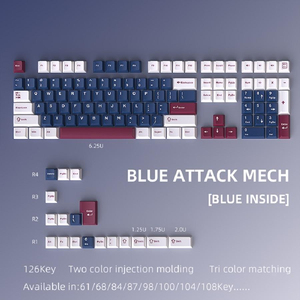 Vente en gros de claviers et de touches mécaniques Blue Rose <span class=keywords><strong>Mecha</strong></span> en stock, trois pièces en PBT moulées par injection bicolore - Product Image 1