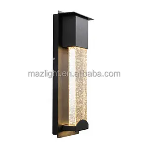 Waterproof Infrared Sensor Lamp Crystal Exterior Wall Lantern Luxury Lighting Glass Iron 80 Modern LED Wall IP65 Outdoor Black