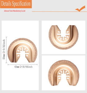 Lames semi-circulaires 64mm Lames d'<span class=keywords><strong>outil</strong></span> oscillantes à pointe en carbure à ajustement rapide pour couper la brique - Product Image 2