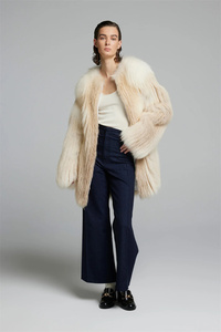 Moda calda vendita invernale soffice elegante pelliccia di volpe calda e calda pelliccia Beige morbida <span class=keywords><strong>cappotto</strong></span> di <span class=keywords><strong>visone</strong></span> di lusso personalizzato da donna - Product Image 4