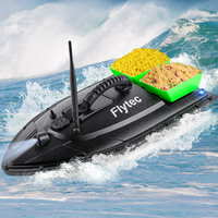 Bateau de pêche à appât Flytec 2011-5 vert 500M avec deux détecteurs de poissons, réservoirs de charge de 1,5 kg, bateau RC noir