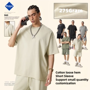 2025 verano americano Vintage High Street suelta de manga corta Batik impreso Camiseta de punto tela estilo antiguo estilo lavado para hombres - Product Image 4