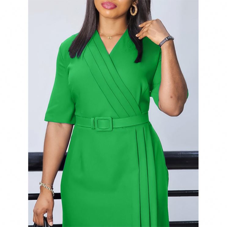 Low Price Women Office Uniform Dress Ruched Design, Plus Size Options |  Alibaba.com