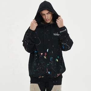 Rainbow Spray Men's Clothing Source Factory Diseño original Pintado a mano Spray Mens Hoodies Street Oversized 100% Cotton Hoodies - Product Image 1
