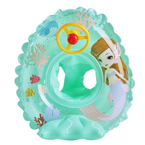 Flotador Inflable Infantil con Diseño de Sirena, Volante y Base de Esponja, Redondo, para Piscina y Parque Acuático - Product Image 5