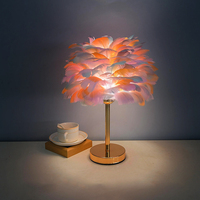 Lampe de table pour chambre à coucher et salon, ambiance romantique, éclairage créatif Art Déco, abat-jour en plumes, veilleuses, décoration d'intérieur, lampe de table