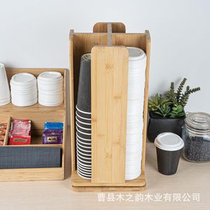 ชั้นวางแก้วกระดาษไม้ไผ่แบบหมุนได้หลายช่องใส่แก้วกาแฟที่บ้านสำนักงานเป็นมิตรกับสิ่งแวดล้อม - Product Image 1