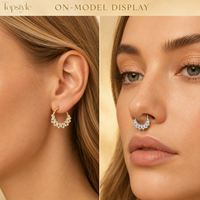 Anneau clicker en titane G23 plaqué or 18 carats, orné de multiples zircone cubique en forme d'éventail, conforme ASTM F136, pour septum, nez, hélix, cartilage, oreille