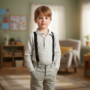 Bretelles pour garçons Dove, 3,5 cm, réglables, en cuir et polyester, avec clip métallique, vêtements pour enfants - Product Image 2