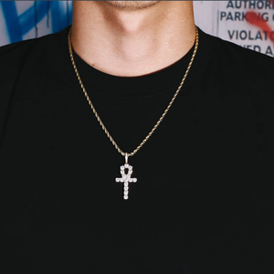 Croix Collier Hommes Femmes Crucifix Charme Hip Hop Bijoux Cadeaux 14K Plaqué Or 5A + Cubique Zircone Glacé CZ Pendentif Corde Chaîne - Product Image 4