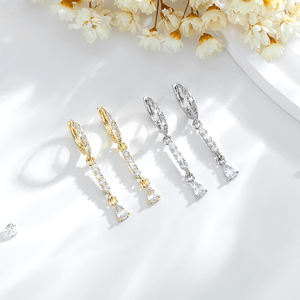 2025ใหม่เครื่องประดับแฟชั่น14K ต่างหูเพทายสีขาวชุบทองทองเหลืองรักษาสีต่างหูเงินสเตอร์ลิงขายส่ง - Product Image 4