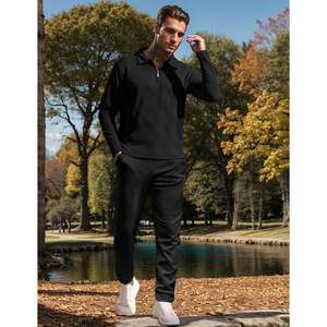 Conjunto Deportivo Personalizado de 2 Piezas para Hombre, Camiseta Polo de Manga Larga Informal, Pantalones, Ropa Deportiva Transpirable, Traje Deportivo para Correr - Product Image 4