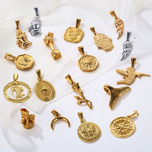 Colgante de oro personalizado, corona de acero inoxidable, accesorios de joyería, mujeres, hombres, San Cristóbal, Medusa, Encanto, Ángel, rosa, colgante de flor - Product Image 1