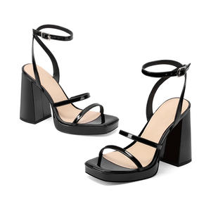 Sandalias de <span class=keywords><strong>Plataforma</strong></span> con Tacón Cuadrado Grueso y Correa en el Tobillo <span class=keywords><strong>para</strong></span> Mujer, Sandalias Transpirables con Dos Correas y Tacón Alto - Product Image 2