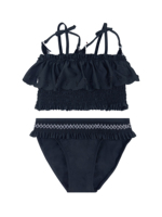 Maillot de bain deux pièces pour filles, ensemble bikini sans bretelles avec sangle tour de cou amovible