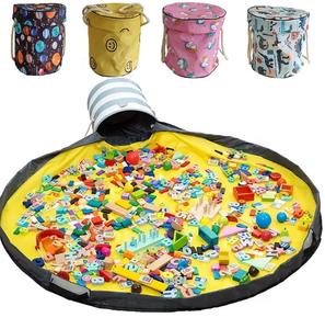 Panier de rangement pliable en toile pour enfants, sac de rangement pour jouets et tapis de jeu - Product Image 4