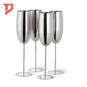 Elegant 250ML Stainless Steel for <strong>Champagne</strong> <strong>Flutes</strong> Rose Gold Long Stem Wine Glasses for Wedding Parties Factory Wholesale Metal - Product Image 4