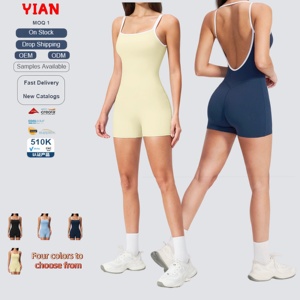YIAN U Combinaison de yoga et de fitness sculptante à <span class=keywords><strong>dos</strong></span> en U, effet seconde peau, anti-frottement, avec bretelles color block - Product Image 1