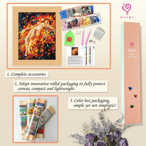 Kit de broderie diamant en gros, art nu, avec strass en cristal à foret rond, cadre inclus, art mural DIY moderne rectangulaire - Product Image 3