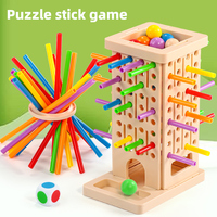 Jeu de tirage de bâtonnets HTL : Ne laissez pas tomber la balle ! Jeu de dés à couleurs assorties et planche d'équilibre pour enfants et fêtes