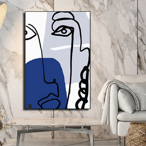 Figura y retrato minimalista para decoración del hogar, siluetas de perfil lateral de línea de <span class=keywords><strong>mujer</strong></span>, pinturas abstractas figurativas nórdicas, caras - Product Image 3