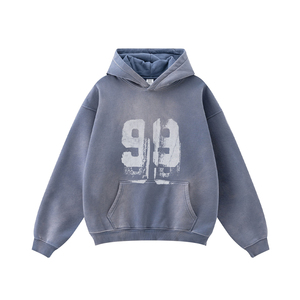 Logotipo personalizado French Terry Hoodie <span class=keywords><strong>Dgt</strong></span> Print Screen Print Sudaderas con capucha gráficas Acid Wash Vintage Wash Cropped Hoodie Hombres - Product Image 1