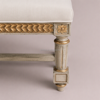 Banc ottoman de style français pour salon, banc rembourré en bois massif, siège d'appoint pour chambre à coucher