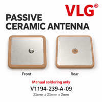 Antenne céramique passive GPS L1 RHCP 1575.42±3MHz 50 Ohm VSWR ≤2.0 25mm Type à souder Antenne patch GNSS pour navigation