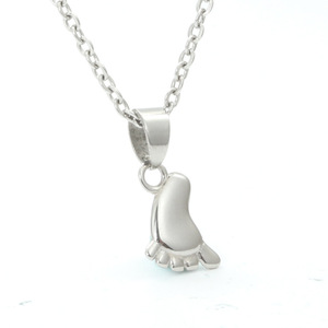 yunnique Foot-Shaped Pendant <b>Necklace</b> Stainless Steel Silver White Unisex Gift Jewelry - Product Image 1