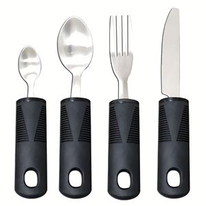 Juego de Utensilios de Cocina de 5 Piezas con Mangos Anchos Antideslizantes y Sin Peso para Personas con Temblores en las Manos, Artritis, Parkinson o Personas Mayores, Utensilios Adaptados - Product Image 3