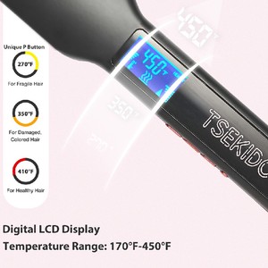 Lisseur à cheveux Vente à Chaud Fer Plat Titane <span class=keywords><strong>Électrique</strong></span> Logo Personnalisé Affichage de la Température LCD <span class=keywords><strong>Plancha</strong></span> Nano Titanium 2.5M 72W - Product Image 6