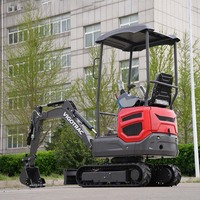 Mini-excavatrice sur chenilles de 1,3 tonne, micro-pelle hydraulique avec flèche à oscillation latérale, chenilles en caoutchouc, commande par joystick, pour travaux agricoles et aménagement paysager, faible niveau sonore