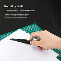 Deli 2037S petit couteau utilitaire à lame en métal coupe-papier rétractable multifonctionnel pour le bureau en alliage de zinc