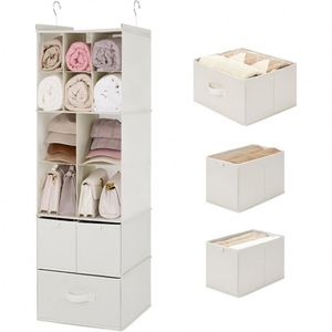 12-Tier <b>Large</b> Non-Woven Hanging Closet Organizer Foldable Storage Shelf with 2 Sturdy Hooks <b>Wardrobe</b> Organizer Factory Wholesale - Product Image 5