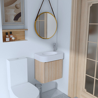 Miroir mural moderne pour petit appartement, en bois clair, imperméable, avec miroir de courtoisie inclus, PVC écologique, céramique pour hôtel