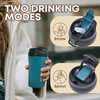 2025 Logo personnalisé 450ml gobelet de voyage tasse à café en acier inoxydable à double paroi avec couvercle à bec verseur portable et paille