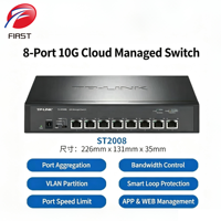 Nuevo Switch de Escritorio TL-ST2008 de 8 Puertos y 10G, Hub Administrado en la Nube para Conectividad de Sitio en Redes Estándar, Hardware de Mantenimiento