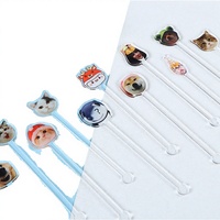 Bâtonnets mélangeurs portables en acrylique à impression numérique, style rétro anime, personnalisables pour animaux de compagnie, mariages, cocktails, café, boissons et décorations de bar