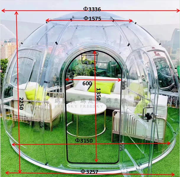 Polycarbonat transparentes durchsichtiges Outdoor-Kuppelhaus Luxuszelte Hotel PC Übernachtung Kuppelhäuser