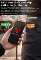 Portefeuille bifold en PU anti-RFID, fin, texturé fibre de carbone, porte-cartes, pince à billets, fenêtre transparente pour carte d'identité