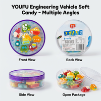 Vehicle Construction Shape Juice Gummy Candy 100g Round Tub Cartoon Fruity Bulk Wholesale Snack Private Label