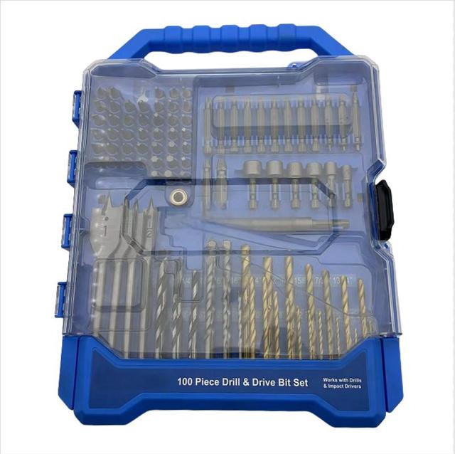 100 pcs Combination Drill Set Versatile Tool Sets for Machining Furniture Manufacturing and DIY