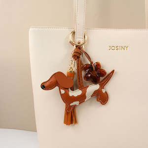 Portachiavi DEYU in Pelle PU con Bassotto Maculato, Ciondolo Carino per Borsa, Portachiavi per Auto, Ornamento per Abbigliamento - Product Image 2