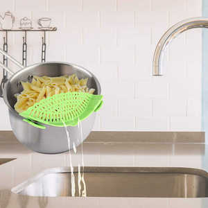 Colador <span class=keywords><strong>de</strong></span> silicona resistente al calor al por mayor con clip a presión <span class=keywords><strong>de</strong></span> acero <span class=keywords><strong>escurridor</strong></span> <span class=keywords><strong>de</strong></span> alimentos <span class=keywords><strong>de</strong></span> cocina para ollas cuencos sartenes - Product Image 5