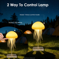 Méduse dessin animé LED veilleuse commande vocale dégradé mignon rotatif méduse suspendu lampe de chevet rvb lampes de Table décor de chambre