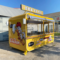 Camion de restauration mobile commercial pour poulet frit et steak, remorque de vente de nourriture, chariot de nourriture mobile lumineux avec graphismes de poulet de dessin animé, 220v, snack, barbecue