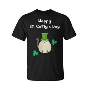 Camiseta Happy St Catty's Day para amantes de los gatos, diseño del día de San Patricio, sombrero verde, estampado de trébol, unisex, talla para adultos - Product Image 2