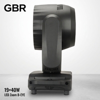 Projecteur LED Zoom B-EYE 19x40W RGBW 4-en-1 à tête mobile 4 ° - 60 °   Projecteur de scène à faisceau LED avec contrôle individuel et effet kaléidoscope