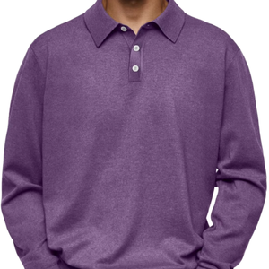 Vente chaude hommes automne tricoté Polyester décontracté pour chemise à manches longues col en v bouton couleur unie séchage rapide personnalisable - Product Image 3