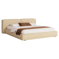 Cadres de lit de luxe en bois de pin doux avec revêtement en tissu coton et lin, robustes et durables, design Tatami, entretien facile, multi-tailles pour chambre à coucher